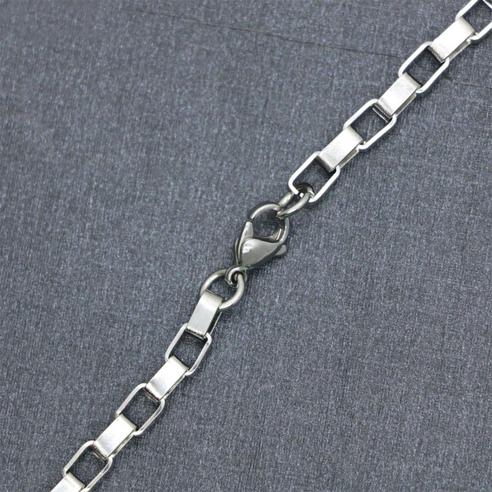 گردنبند استیل مدل آجری نقره ای